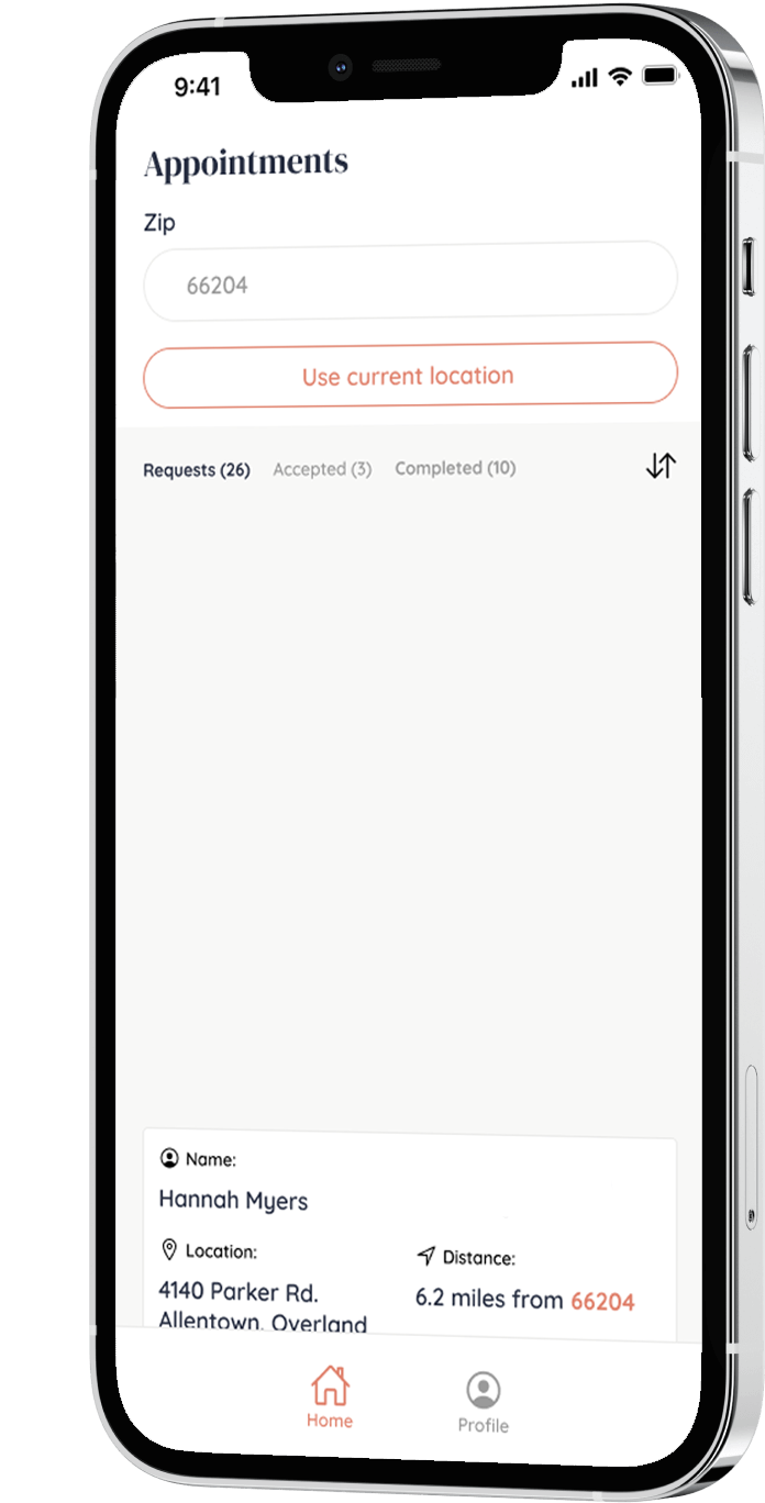 Haled Care Examiner Mobile App Appointments Mockup