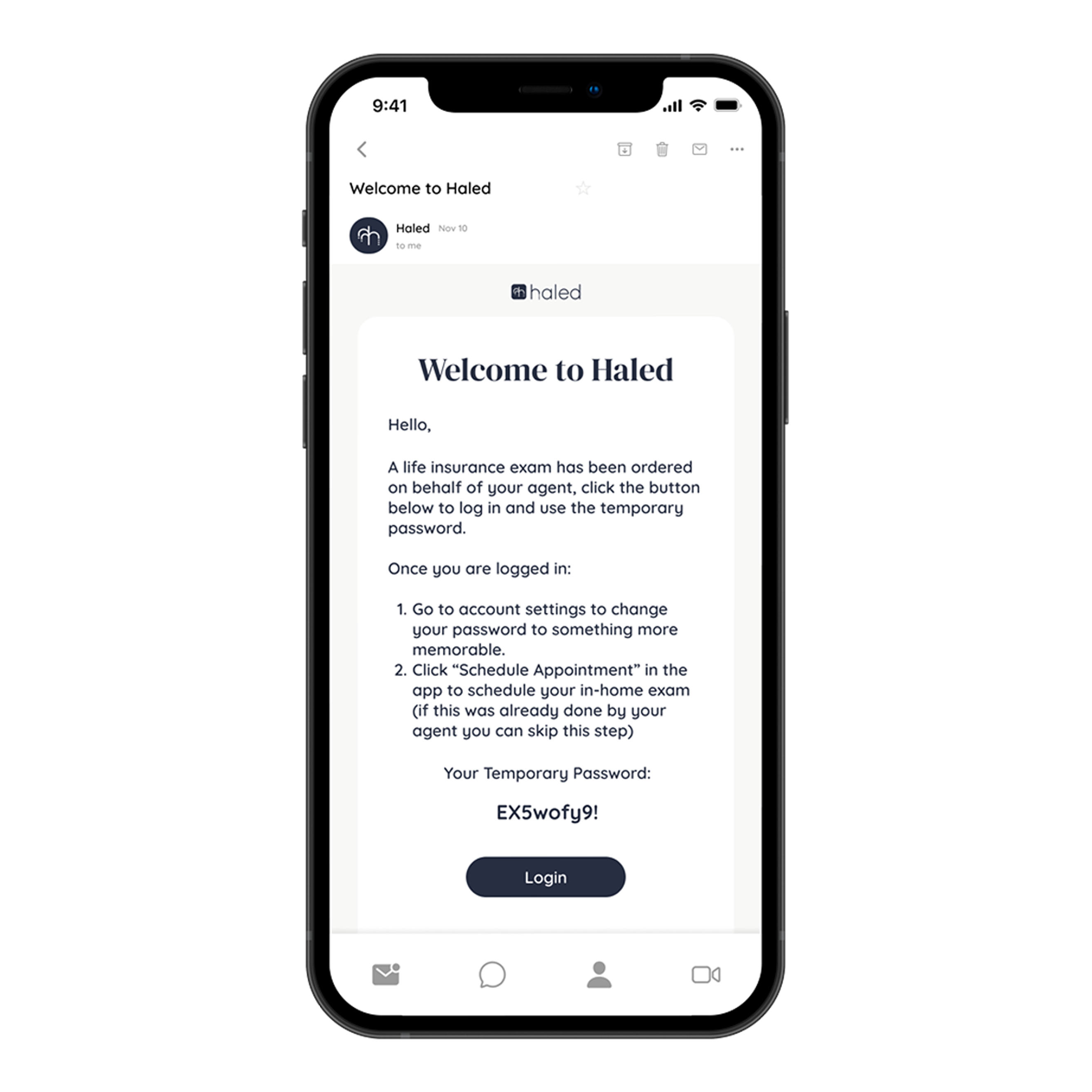 Haled Consumer Welcome Email Mockup UI