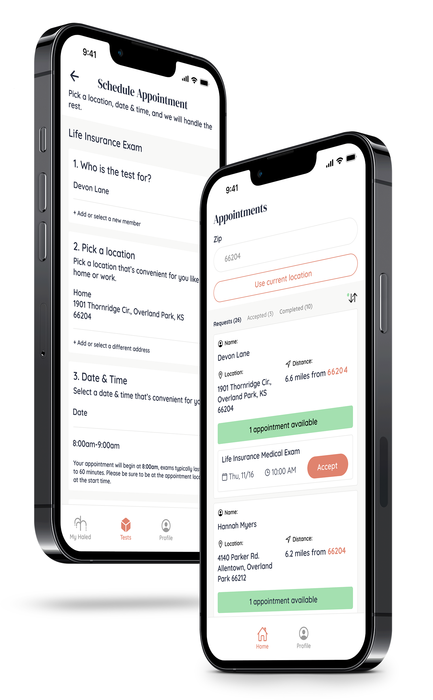 Haled Care Mobile Mockups for Examiner and Consumer apps